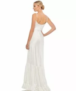 Ieena For Mac Duggal Scoop Neck Satin Gown