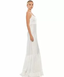 Ieena For Mac Duggal Scoop Neck Satin Gown