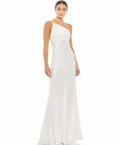 Ieena For Mac Duggal One Shoulder Double Strap Satin Gown Shop For