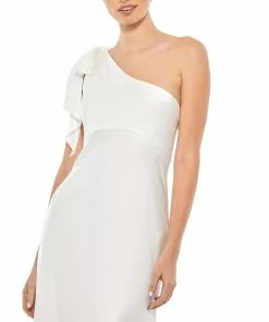 Ieena For Mac Duggal Satin One Shoulder Midi Dress