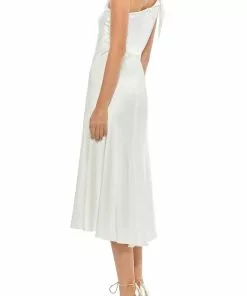 Ieena For Mac Duggal Satin One Shoulder Midi Dress