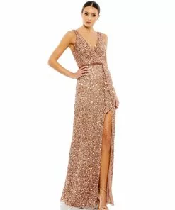 Mac Duggal Sequined Wrap Gown