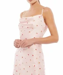 Ieena For Mac Duggal Floral Pink Mini Dress Cocktail Dresses