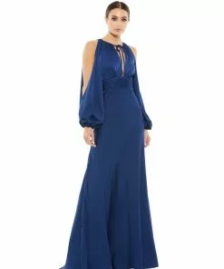 Ieena For Mac Duggal Long Sleeve Cold Shoulder Keyhole Gown Shop For