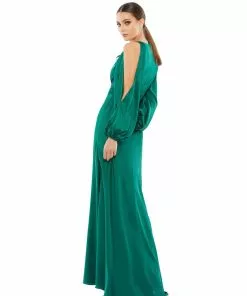 Ieena For Mac Duggal Long Sleeve Cold Shoulder Keyhole Gown Shop For