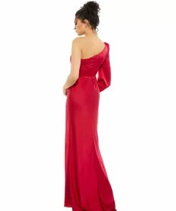 Ieena For Mac Duggal One Shoulder Blouson Sleeve Gown