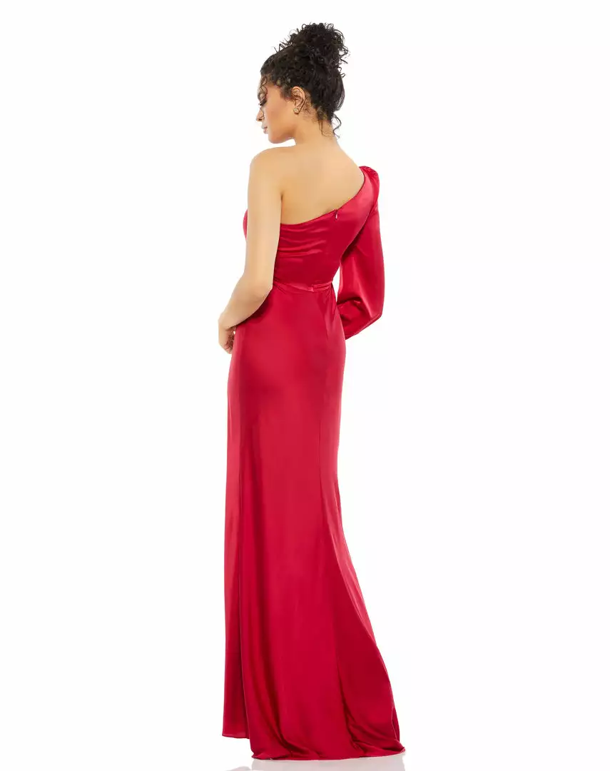Ieena For Mac Duggal One Shoulder Blouson Sleeve Gown 2 Ieena For Mac Duggal One Shoulder Blouson Sleeve Gown