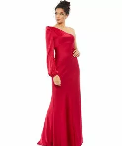 Ieena For Mac Duggal One Shoulder Blouson Sleeve Gown