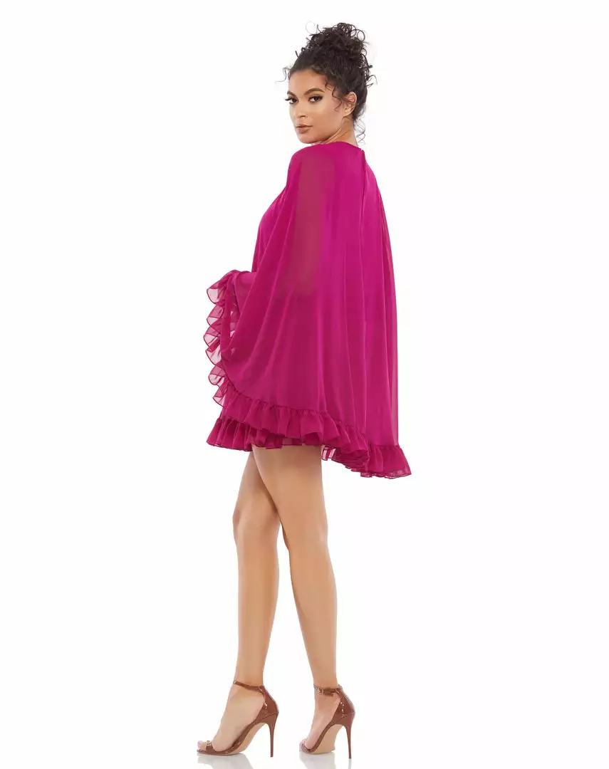 Ieena For Mac Duggal Shop For High Neck Ruffle Hem Cape Mini Dress 2 Ieena For Mac Duggal Shop For High Neck Ruffle Hem Cape Mini Dress