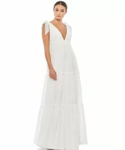 Ieena For Mac Duggal Tiered V-Neck Plunging Maxi Dress Shop For