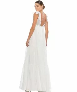 Ieena For Mac Duggal Tiered V-Neck Plunging Maxi Dress Shop For