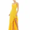 Ieena For Mac Duggal Ruffle Asymmetrical Hem Chiffon Maxi Dress Shop For