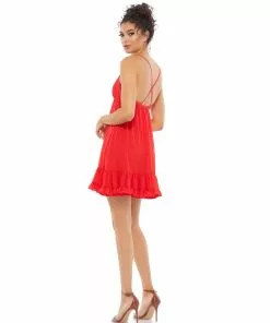 Ieena For Mac Duggal Shop For Ruffle V-Neck Criss-Cross Mini Dress 10 Ieena For Mac Duggal Shop For Ruffle V-Neck Criss-Cross Mini Dress
