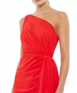 Ieena For Mac Duggal Asymmetrical Draped One Shoulder Mini Dress