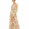 Ieena For Mac Duggal Floral Button High Neck Maxi Dress