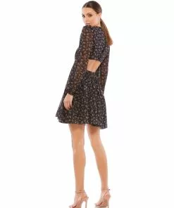 Ieena For Mac Duggal Shop For Front Bow Cut Out Long Sleeve Dress