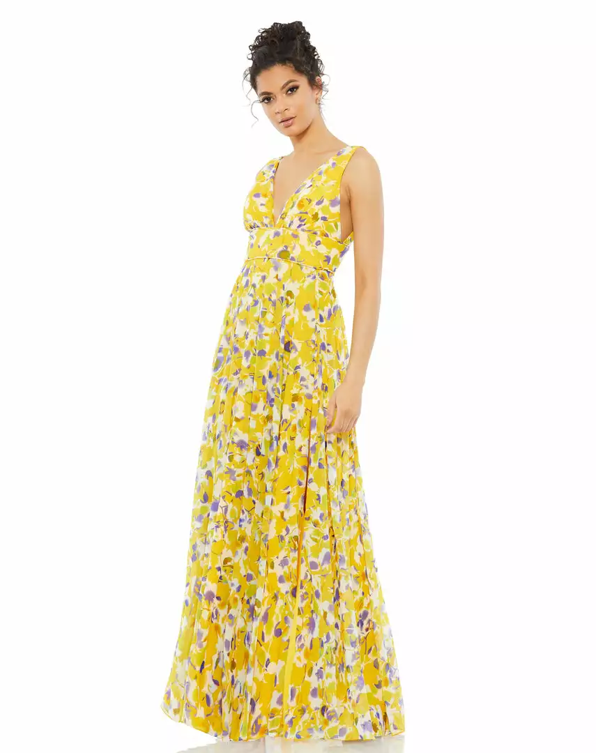 Ieena For Mac Duggal Floral Plunge V-Neck Gown 1 Ieena For Mac Duggal Floral Plunge V-Neck Gown