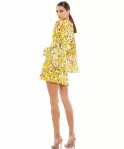 Ieena For Mac Duggal Floral Bell Sleeve Mini Dress