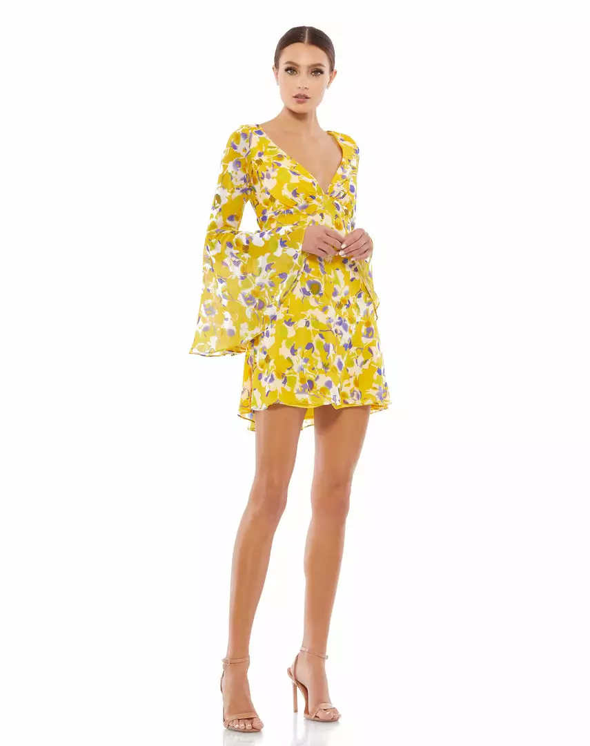 Ieena For Mac Duggal Floral Bell Sleeve Mini Dress 1 Ieena For Mac Duggal Floral Bell Sleeve Mini Dress