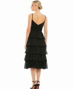 Ieena For Mac Duggal Ruffle Layered V-Neck Midi Dress Shop For