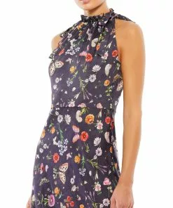 Ieena For Mac Duggal Floral Print Tie Neck Midi Dress Wedding Guest 6 Ieena For Mac Duggal Floral Print Tie Neck Midi Dress Wedding Guest