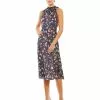Ieena For Mac Duggal Floral Print Tie Neck Midi Dress Wedding Guest