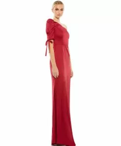 Ieena For Mac Duggal Satin One Shoulder Puff Sleeve Trumpet Gown 13 Ieena For Mac Duggal Satin One Shoulder Puff Sleeve Trumpet Gown