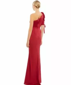 Ieena For Mac Duggal Satin One Shoulder Puff Sleeve Trumpet Gown 14 Ieena For Mac Duggal Satin One Shoulder Puff Sleeve Trumpet Gown