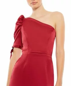 Ieena For Mac Duggal Satin One Shoulder Puff Sleeve Trumpet Gown 15 Ieena For Mac Duggal Satin One Shoulder Puff Sleeve Trumpet Gown