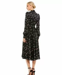 Ieena For Mac Duggal Long Sleeve Keyhole Fit And Flare Midi Dress Shop For