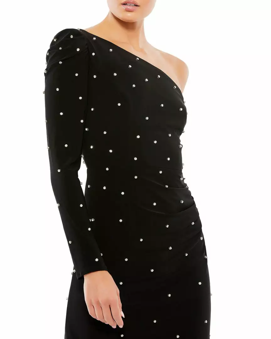 Ieena For Mac Duggal Rhinestone Encrusted One Shoulder Long Sleeve Mini Dress Shop For 3 Ieena For Mac Duggal Rhinestone Encrusted One Shoulder Long Sleeve Mini Dress Shop For