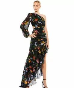 Ieena For Mac Duggal Shop For Floral One Sleeve Cut Out Dress
