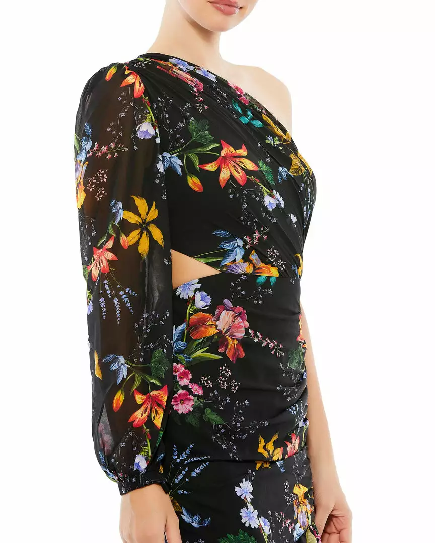 Ieena For Mac Duggal Shop For Floral One Sleeve Cut Out Dress 3 Ieena For Mac Duggal Shop For Floral One Sleeve Cut Out Dress