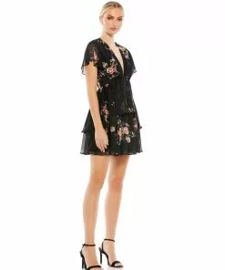 Ieena For Mac Duggal Shop For Tiered Ruffle Floral Print V Neck Butterfly Sleeve 7 Ieena For Mac Duggal Shop For Tiered Ruffle Floral Print V Neck Butterfly Sleeve