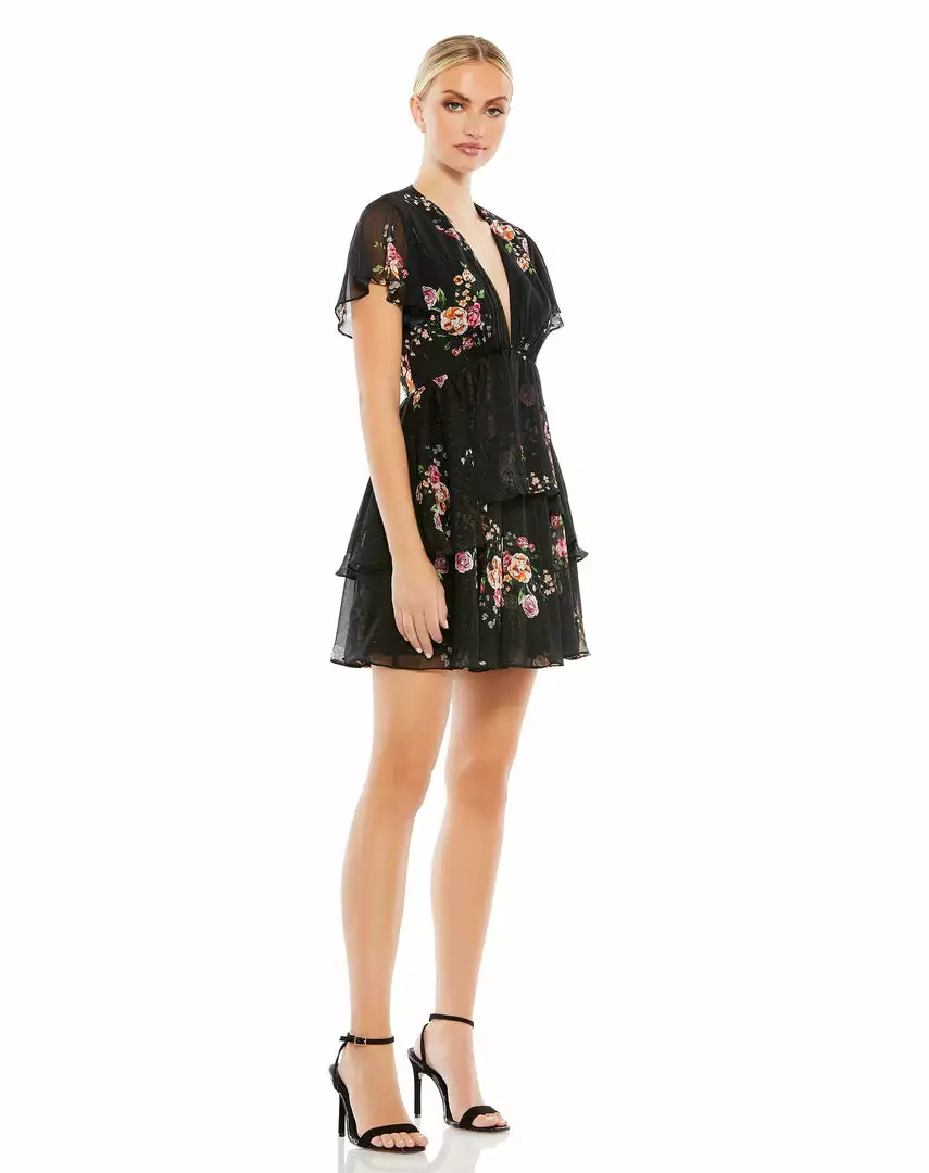 Ieena For Mac Duggal Shop For Tiered Ruffle Floral Print V Neck Butterfly Sleeve 4 Ieena For Mac Duggal Shop For Tiered Ruffle Floral Print V Neck Butterfly Sleeve