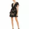 Ieena For Mac Duggal Shop For Tiered Ruffle Floral Print V Neck Butterfly Sleeve
