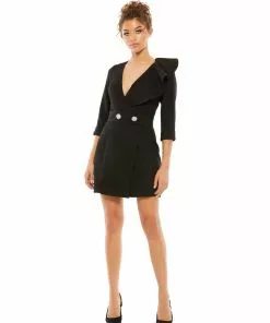 Ieena For Mac Duggal Ruffled Faux Tuxedo Mini Dress 10 Ieena For Mac Duggal Ruffled Faux Tuxedo Mini Dress