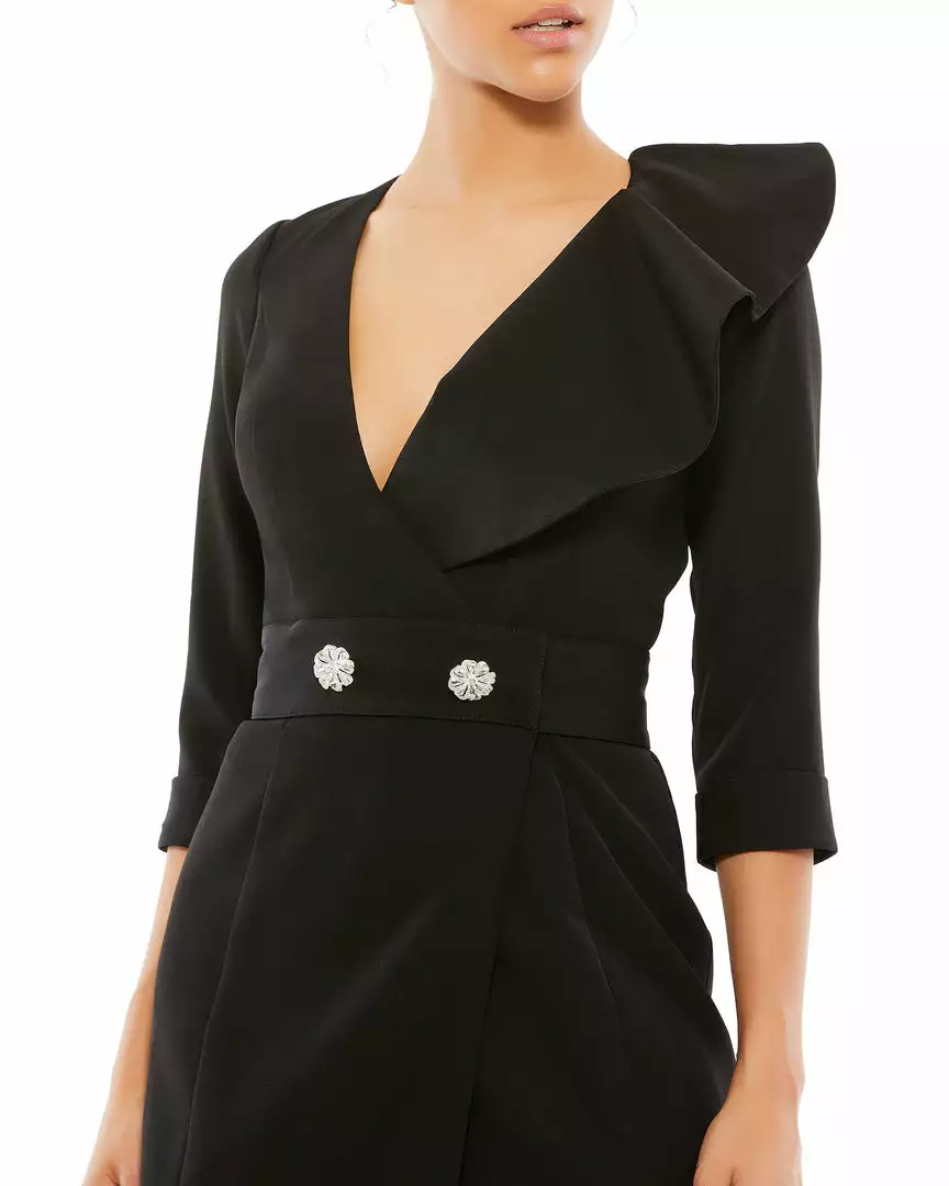 Ieena For Mac Duggal Ruffled Faux Tuxedo Mini Dress 6 Ieena For Mac Duggal Ruffled Faux Tuxedo Mini Dress