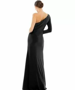 Mac Duggal Twist Front Embellished Sleeve Jersey Gown Shop For