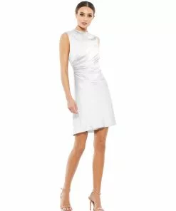 Ieena For Mac Duggal Satin Cocktail Dress W/ Rhinestone Accents Shop For