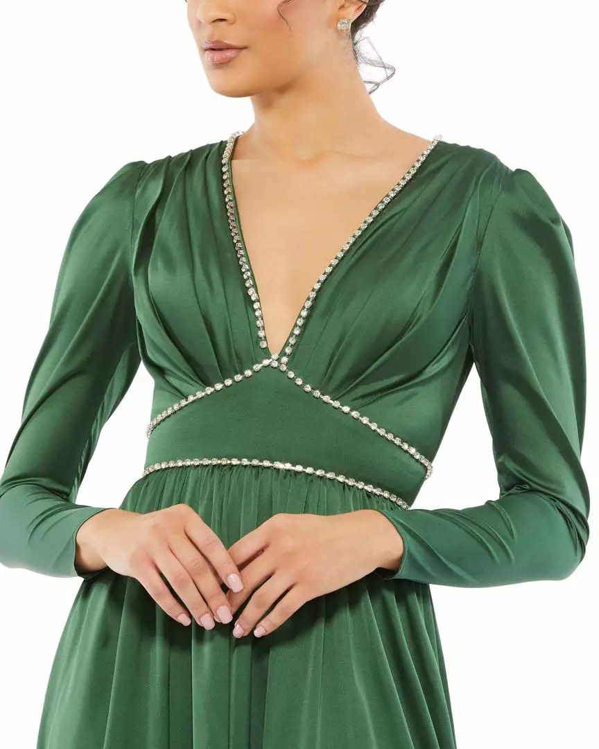 Ieena For Mac Duggal Shop For Satin Puff Shoulder Rhinestone Encrusted Gown 3 Ieena For Mac Duggal Shop For Satin Puff Shoulder Rhinestone Encrusted Gown