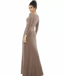 Mac Duggal Shop For Faux Wrap Jersey Gown W/ Embellished Accents