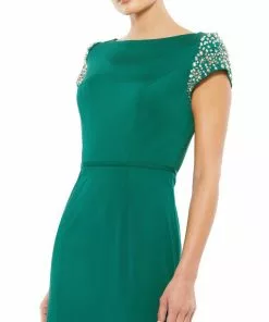 Mac Duggal Beaded Cap Sleeve Bateau Column Dress Shop For