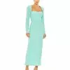 Ieena For Mac Duggal Allover Rhinestone Long Sleeve Dress New Arrivals