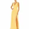Ieena For Mac Duggal Shop For Chiffon Sleeveless Wrap Over A Line Gown