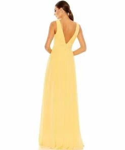 Ieena For Mac Duggal Shop For Chiffon Sleeveless Wrap Over A Line Gown