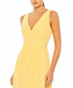 Ieena For Mac Duggal Shop For Chiffon Sleeveless Wrap Over A Line Gown