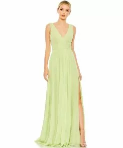 Ieena For Mac Duggal Shop For Chiffon Sleeveless Wrap Over A Line Gown