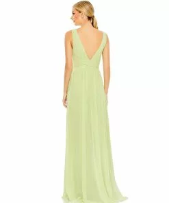 Ieena For Mac Duggal Shop For Chiffon Sleeveless Wrap Over A Line Gown