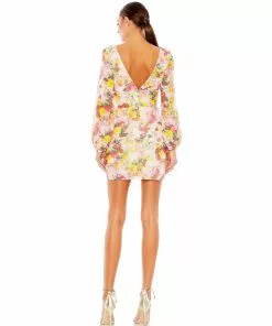 Ieena For Mac Duggal Sequined Floral Long Sleeve Mini Dress Shop For